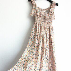 Doen Emmaretta Floral Cotton Midi-Dress, Wilder Clover Floral, Size XS
